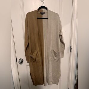 Long two tone beige cardigan from French Connection